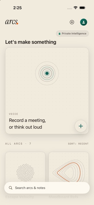 Arcs home in light mode