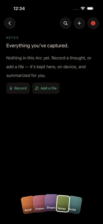 Arcs Notes in dark mode