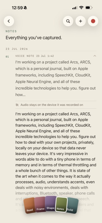 Arcs Notes in light mode