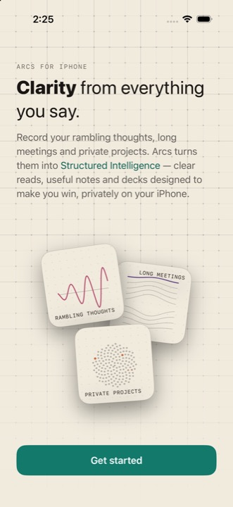 Arcs onboarding in light mode