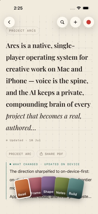 The editorial Arcs Read interface